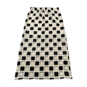 Aureum Vanessa Skirt Black Cream Checkered Crochet Lace Midi AB1609  L